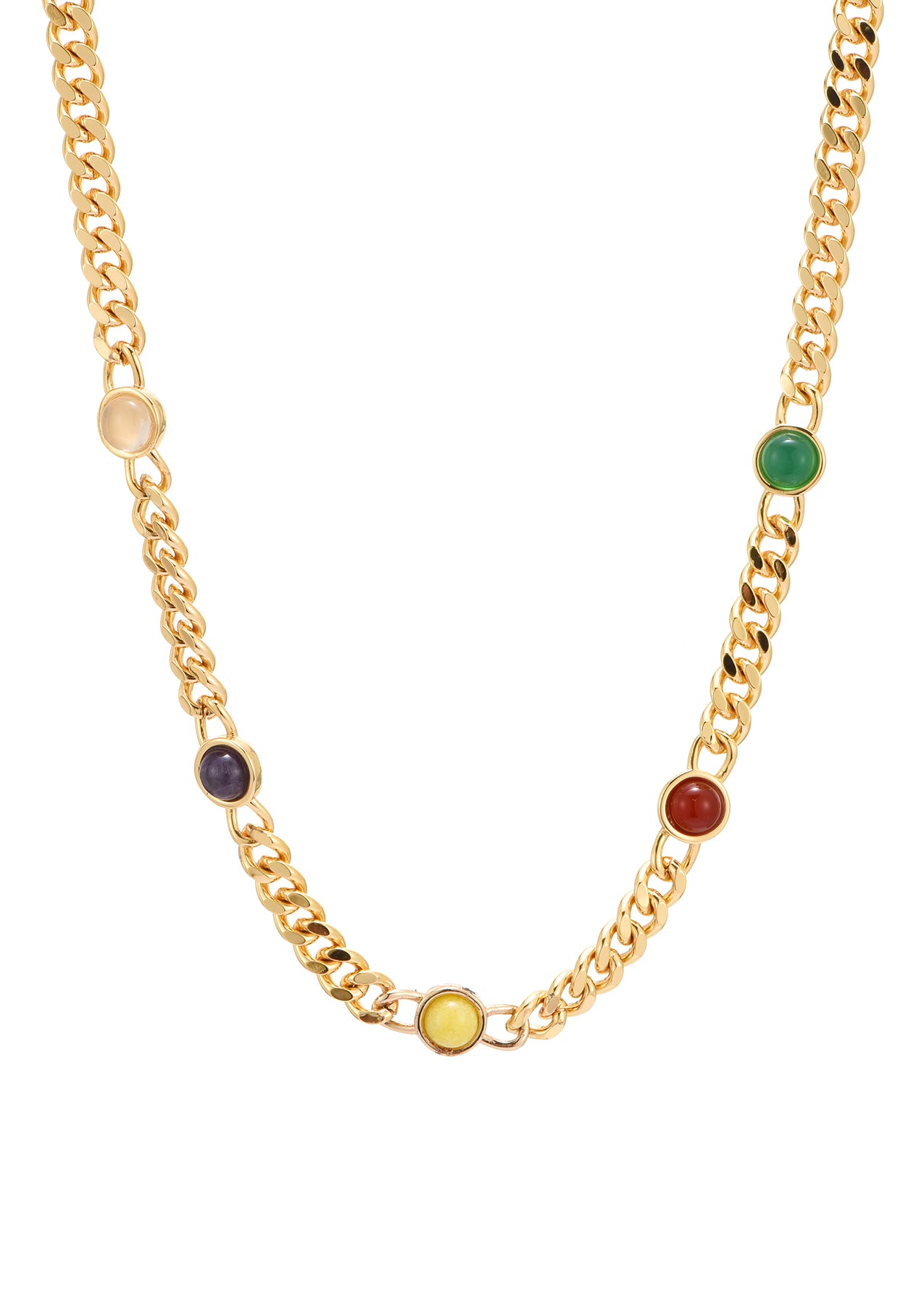 Numa Colorful Stones Golden Necklace