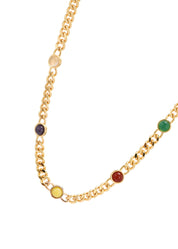 Numa Colorful Stones Golden Necklace