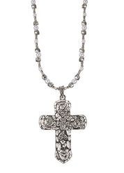 Ursula Large Cross Silver Long Necklace