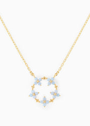 Snow White Mini Blue Clover Necklace