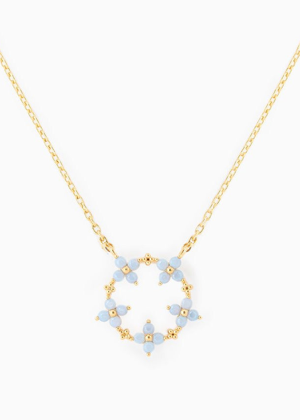 Snow White Mini Blue Clover Necklace