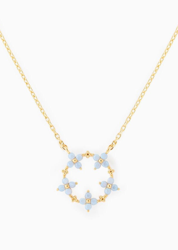 Snow White Mini Blue Clover Golden Necklace