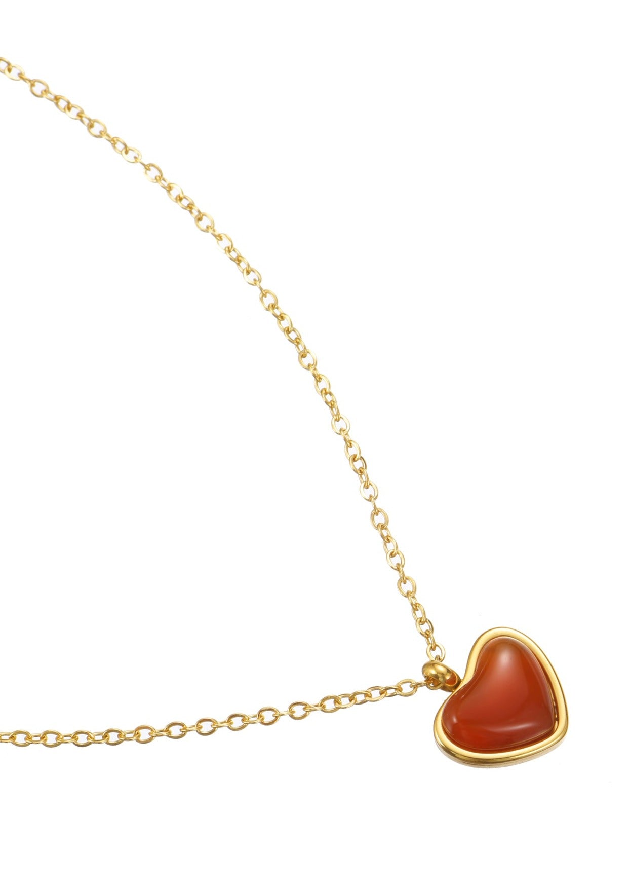 【極美品】カーネリアン　ハート　ネックレス　イエローゴールド Emily Carnelian Heart Necklace – Vintage Jewelry for Women