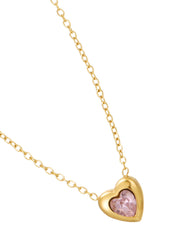 Collar de amor con corazón dorado rosa de Savannah