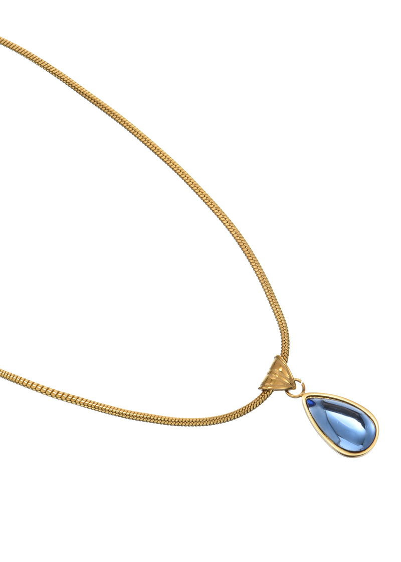 Rosalia Blue Stone Waterdrop Golden Necklace