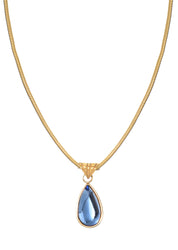 Rosalia Blue Stone Waterdrop Golden Necklace