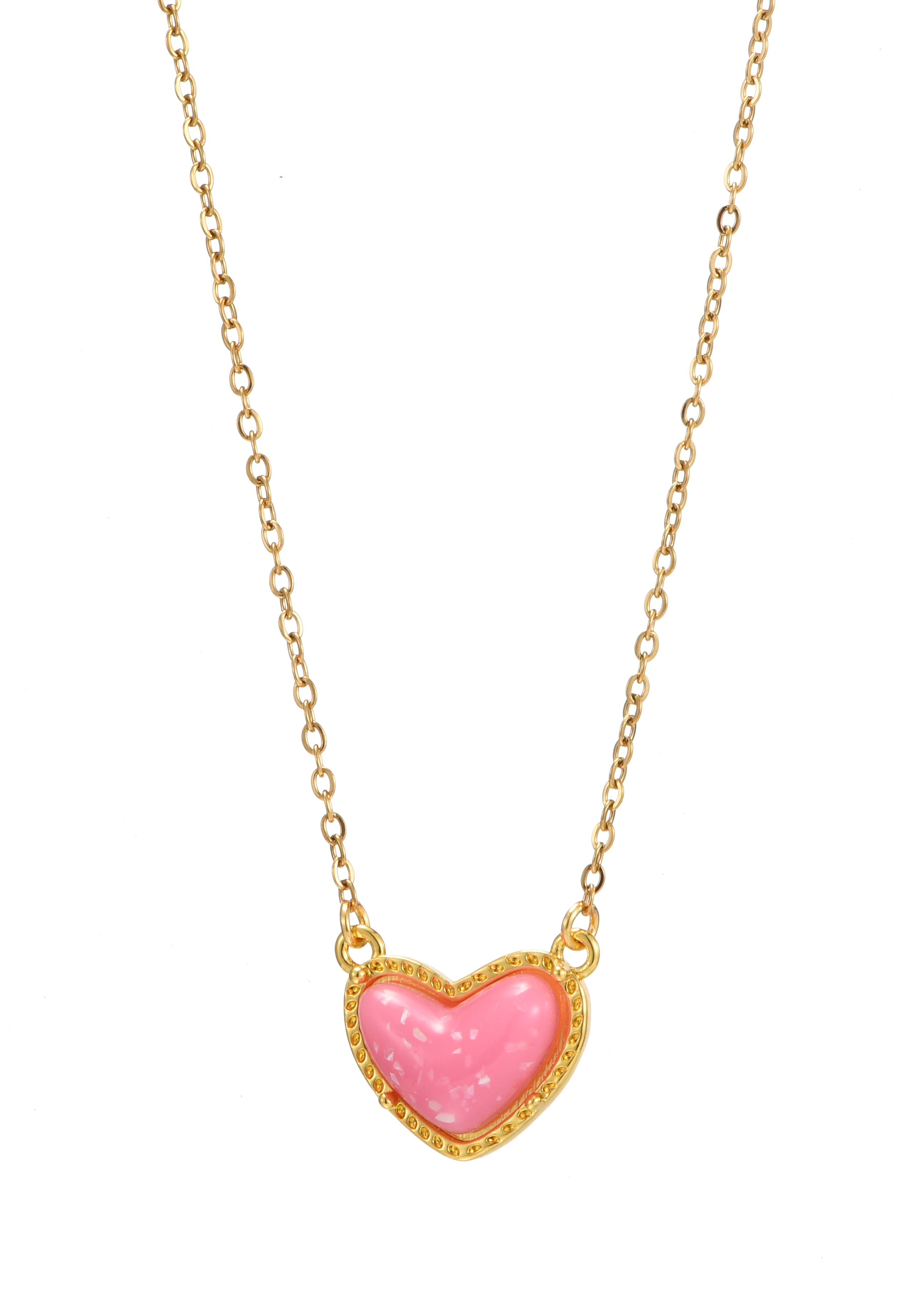 Alma Pink Love Golden Necklace