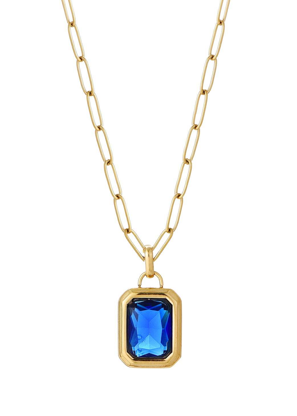 Bernard Blue Square Golden Necklace