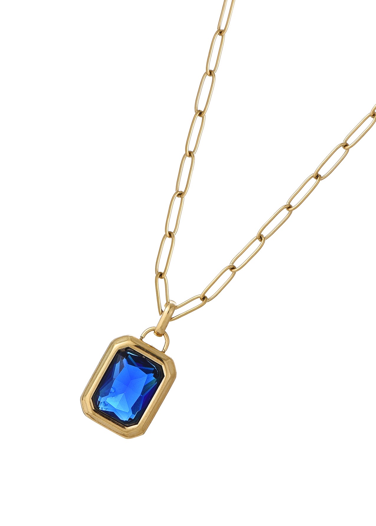 Bernard Blue Square Golden Necklace