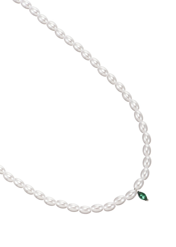 Octaevo Green Stone Pearl Necklace
