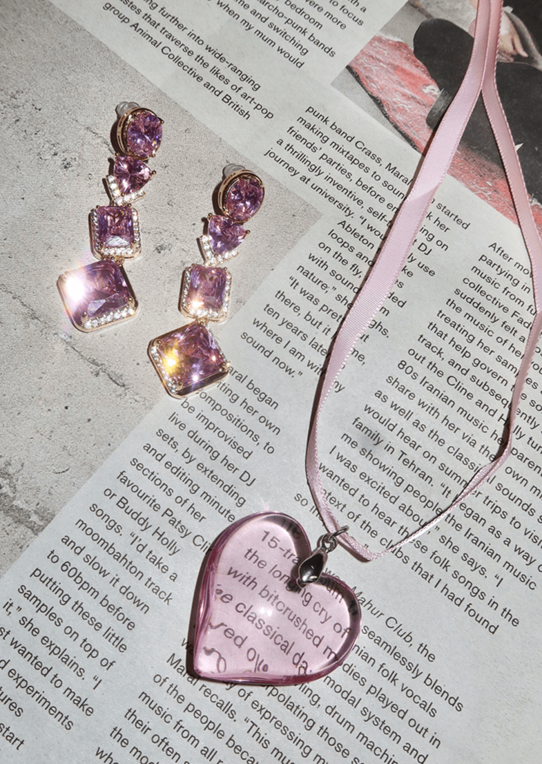 Isabelle Pink Dream Velvet Heart Necklace