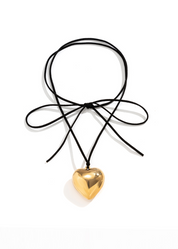 Isabelle Golden Velvet Heart Necklace