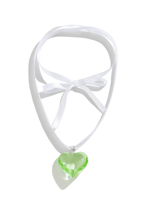 Isabelle Fresh Green Velvet Heart Necklace