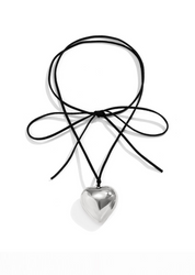 Isabelle Silver Velvet Heart Necklace