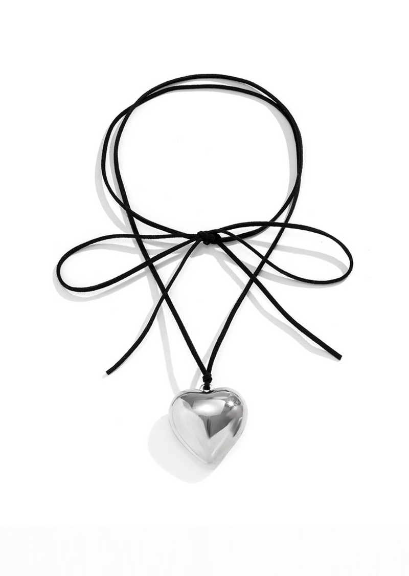 Isabelle Silver Velvet Heart Necklace