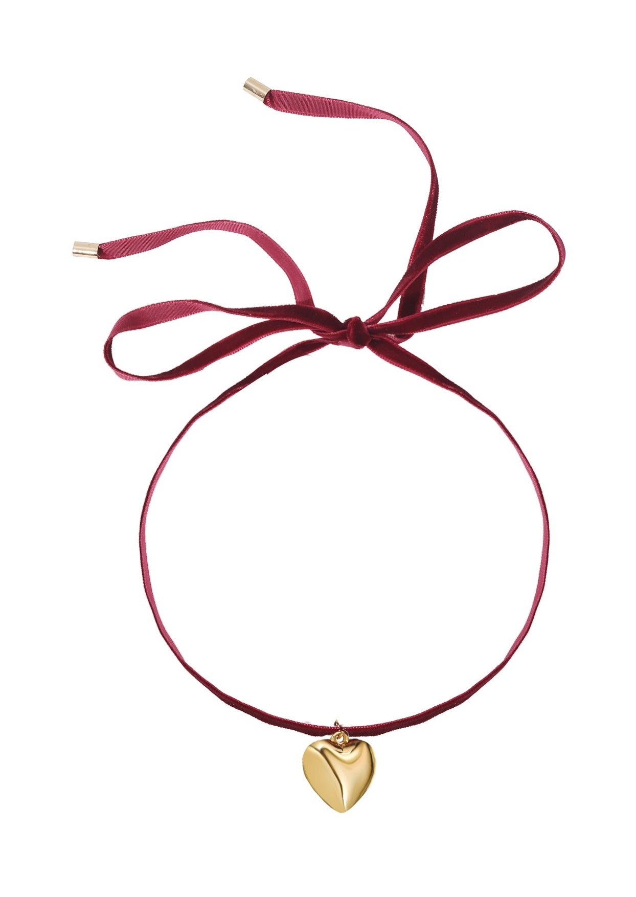 Isabelle In Bordeaux Love Velvet Golden Necklace