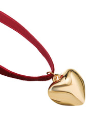 Isabelle In Bordeaux Love Velvet Golden Necklace