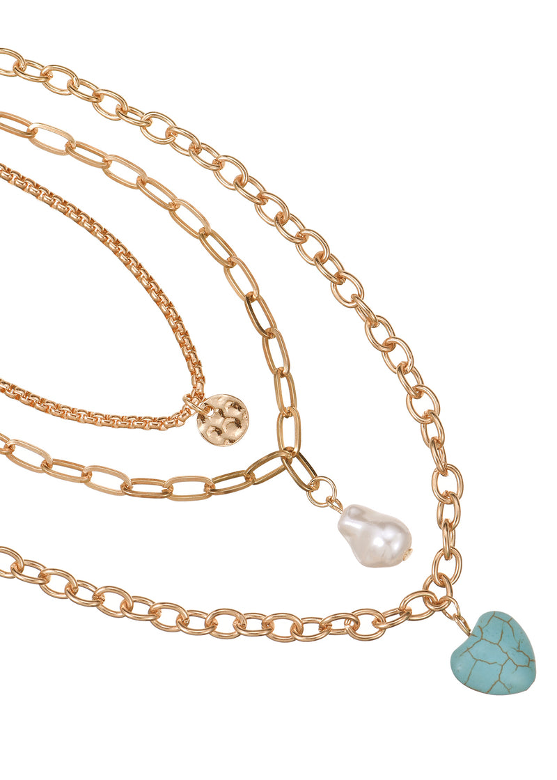 Lea Turquoise Dream Golden Necklaces Set