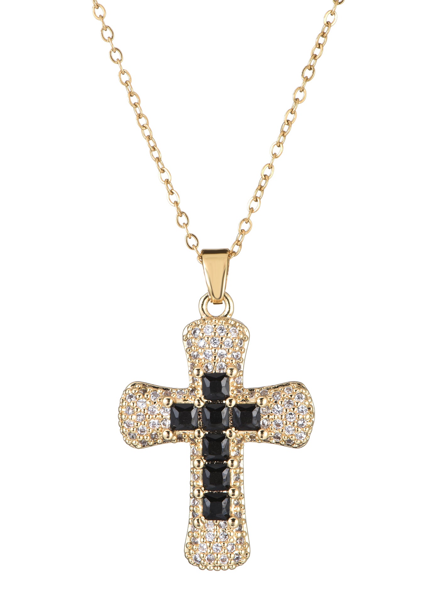 Fabrice Black Cross Necklace