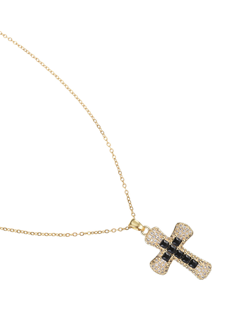 Fabrice Black Cross Necklace