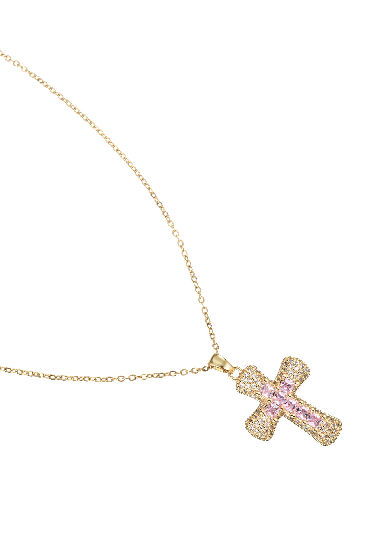 Fabrice Pink Cross Necklace