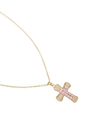 Fabrice Pink Cross Necklace