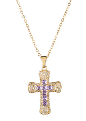 Fabrice Violette Cross Necklace