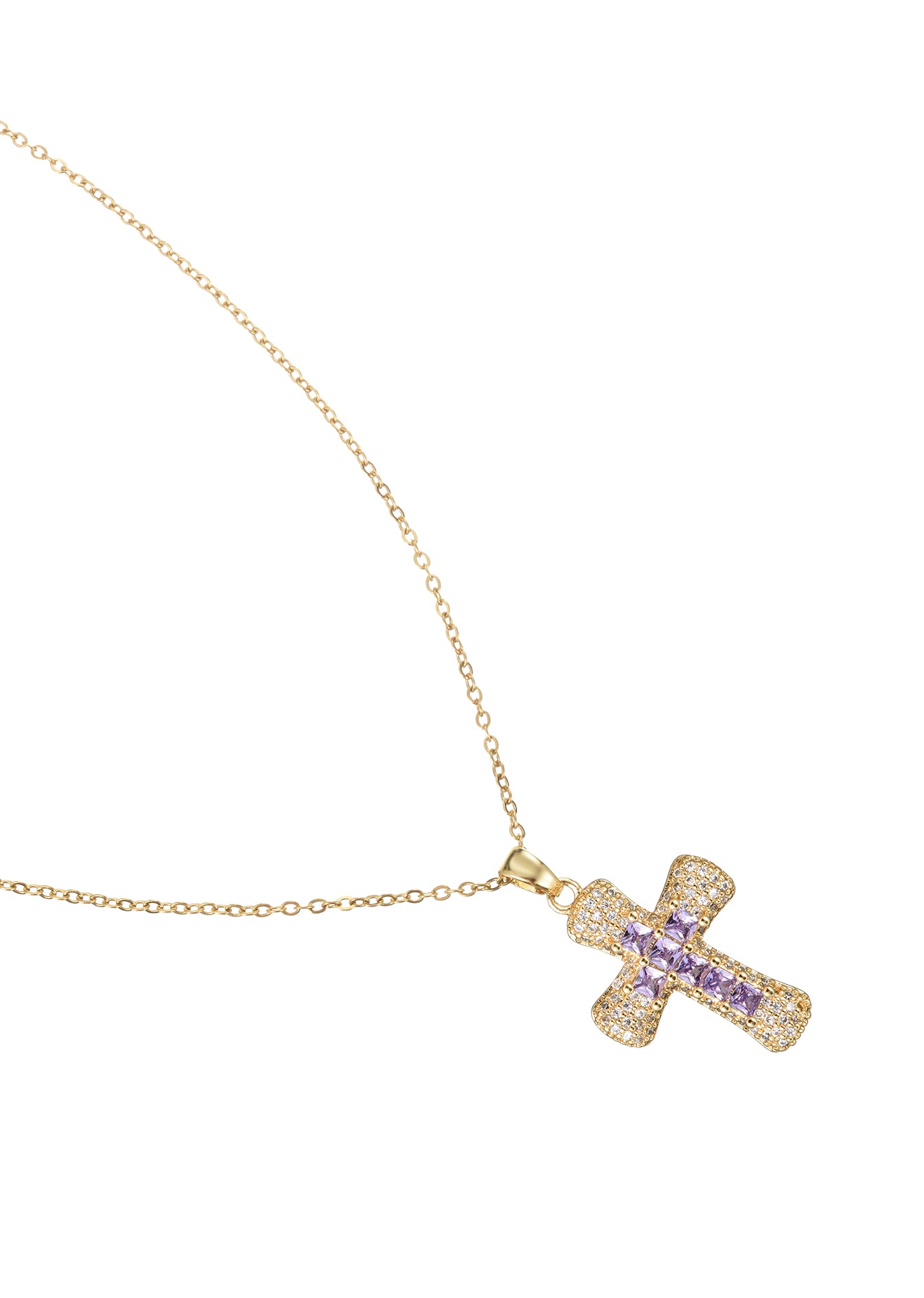 Fabrice Violette Cross Necklace