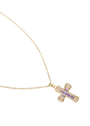 Fabrice Violette Cross Necklace