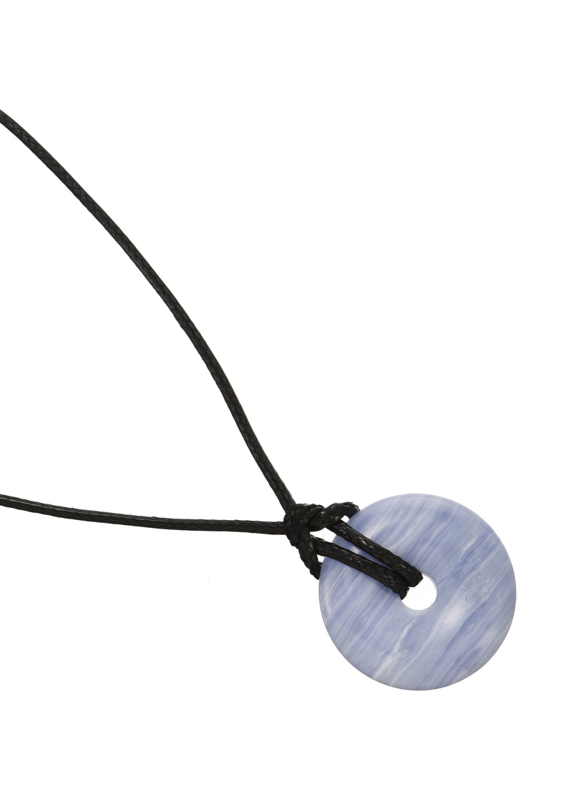 Foufou Charm Cord Necklace - Fortune (Blue Quartzite)