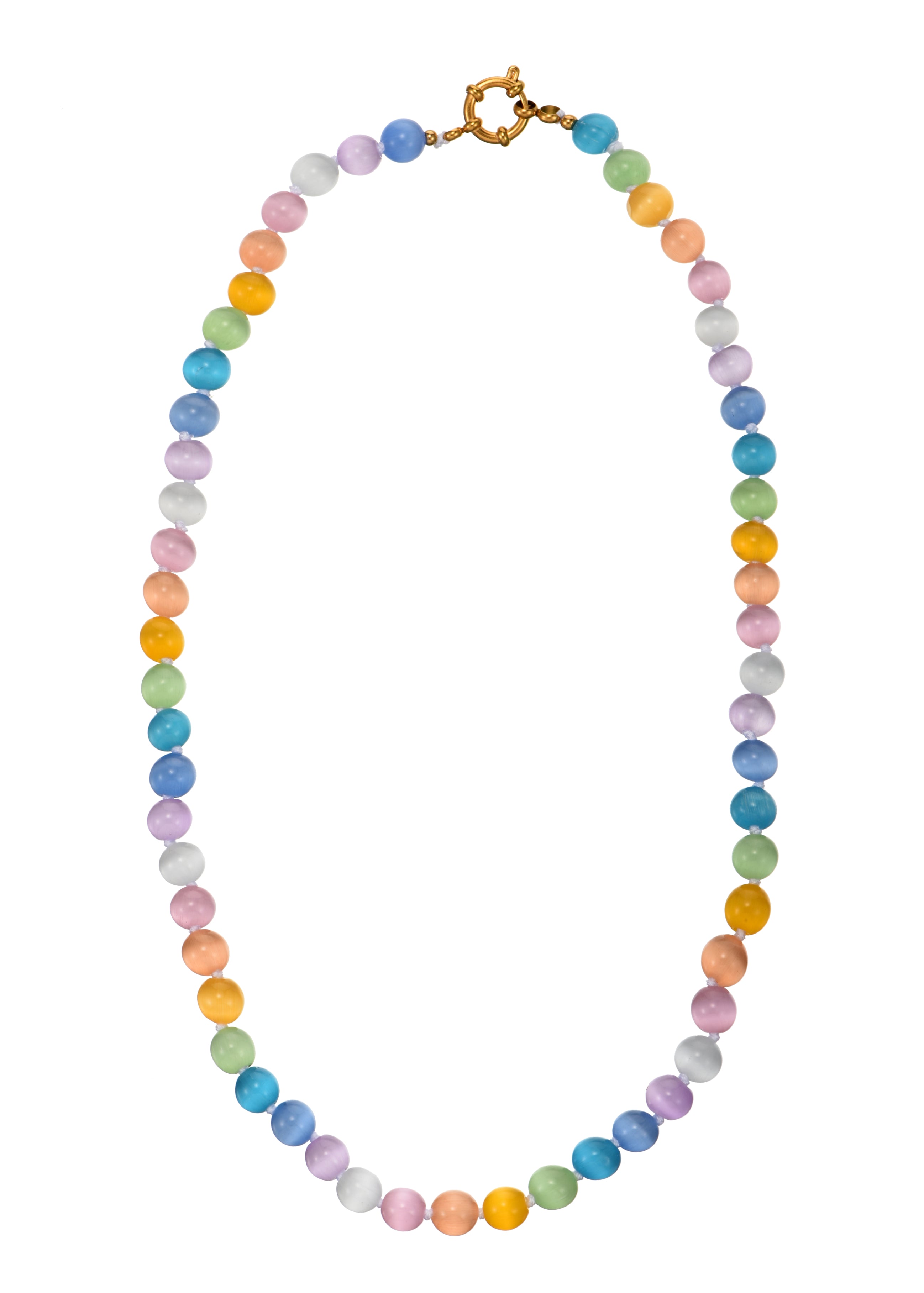 Fiorella Colorful Cateye Natural Stone Neckalce