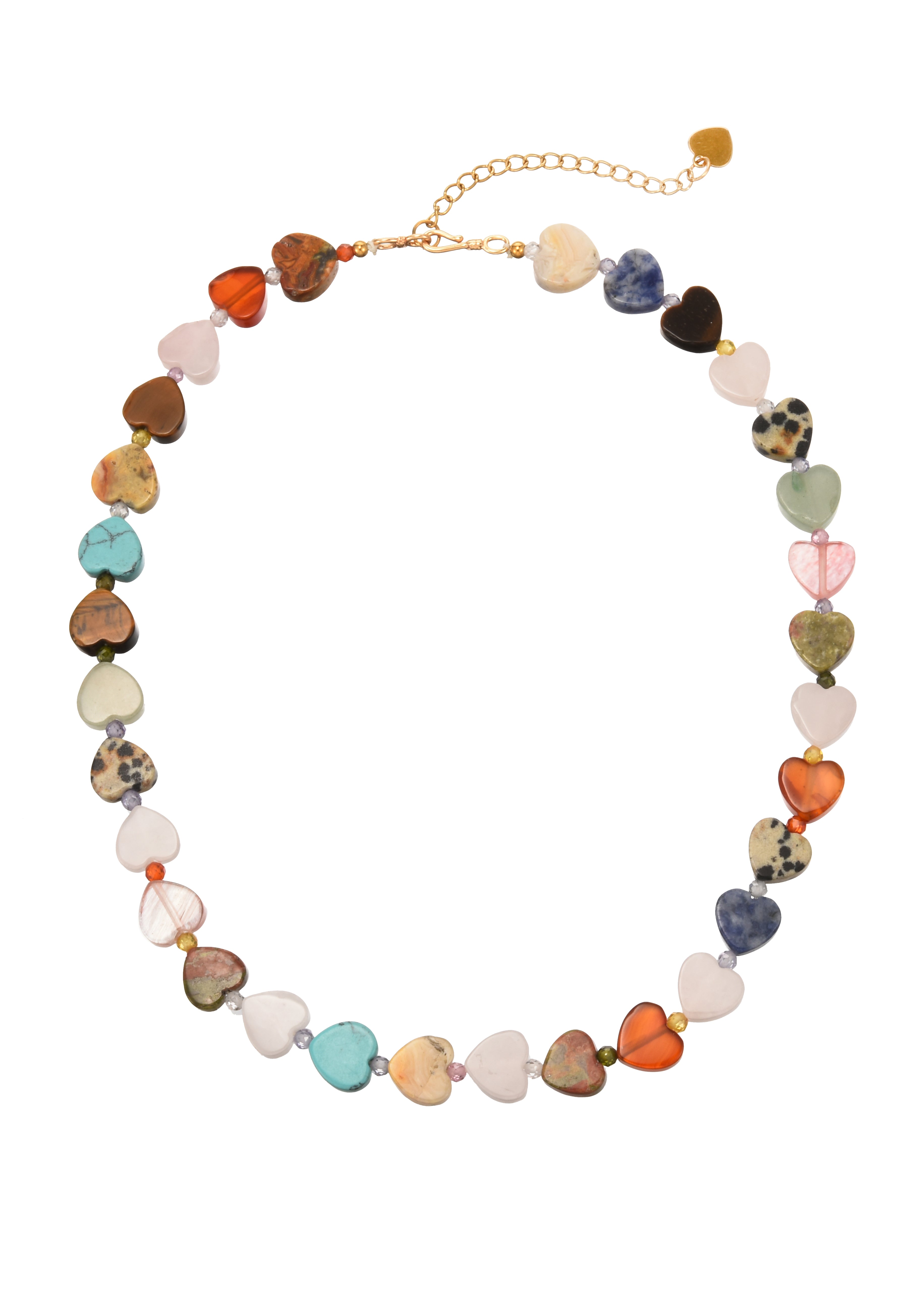 Lola Colorful Natural Stone Heart Necklace