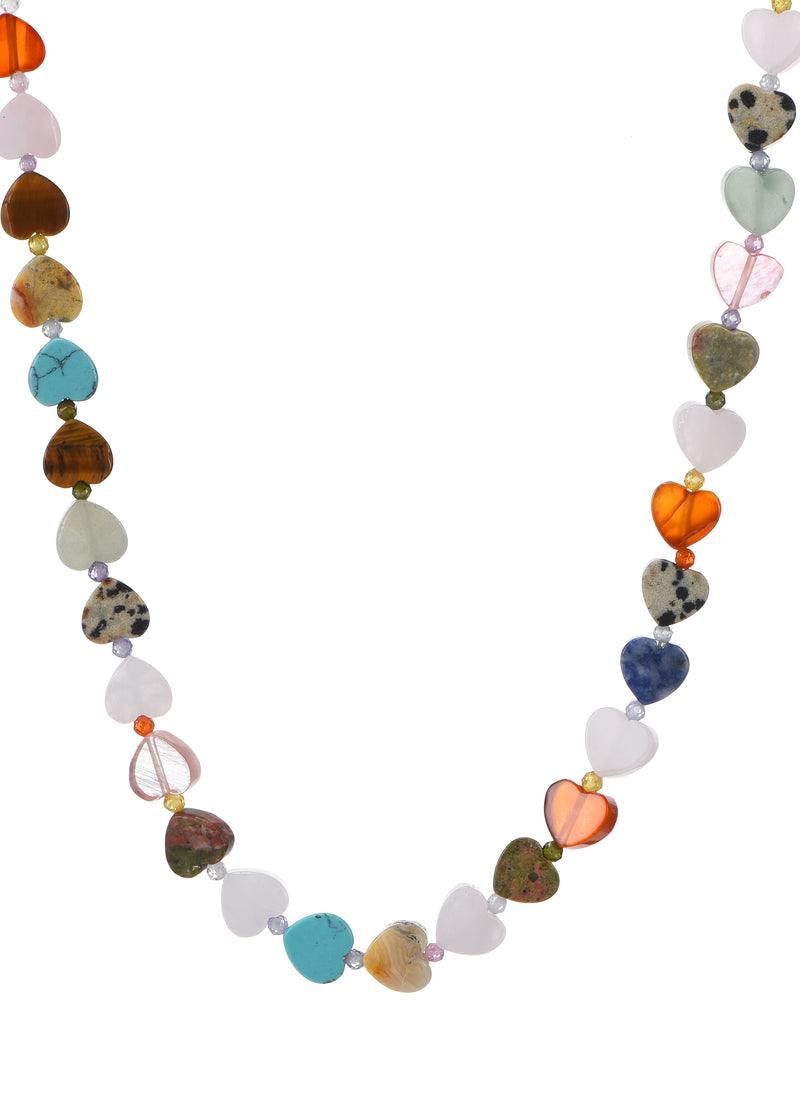 Lola Colorful Natural Stone Heart Necklace