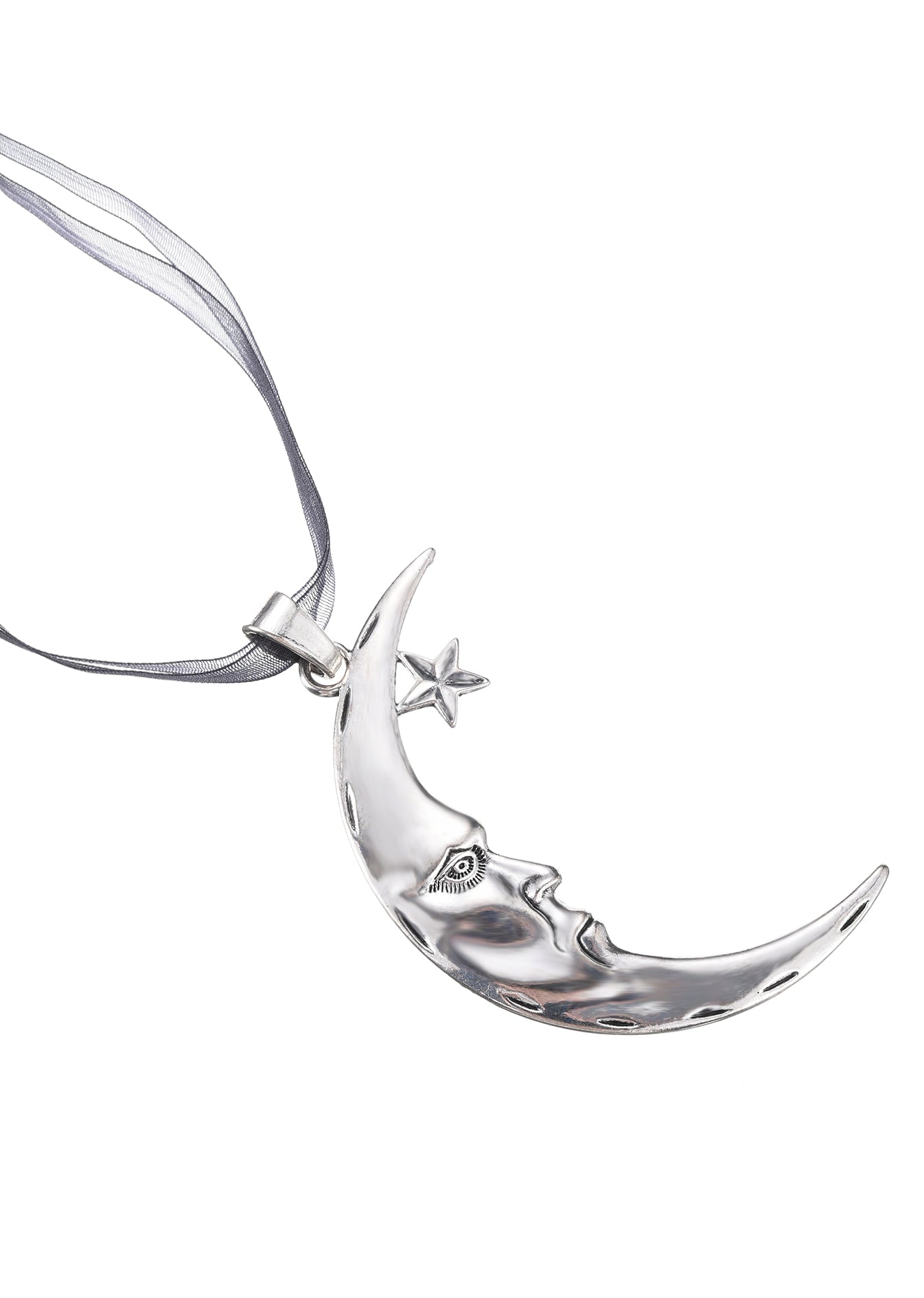 Lunar Eclipse Moon Silver Necklace – Vintage Jewelry for