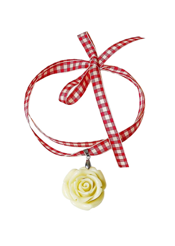 White Rose For Red Girl Necklace
