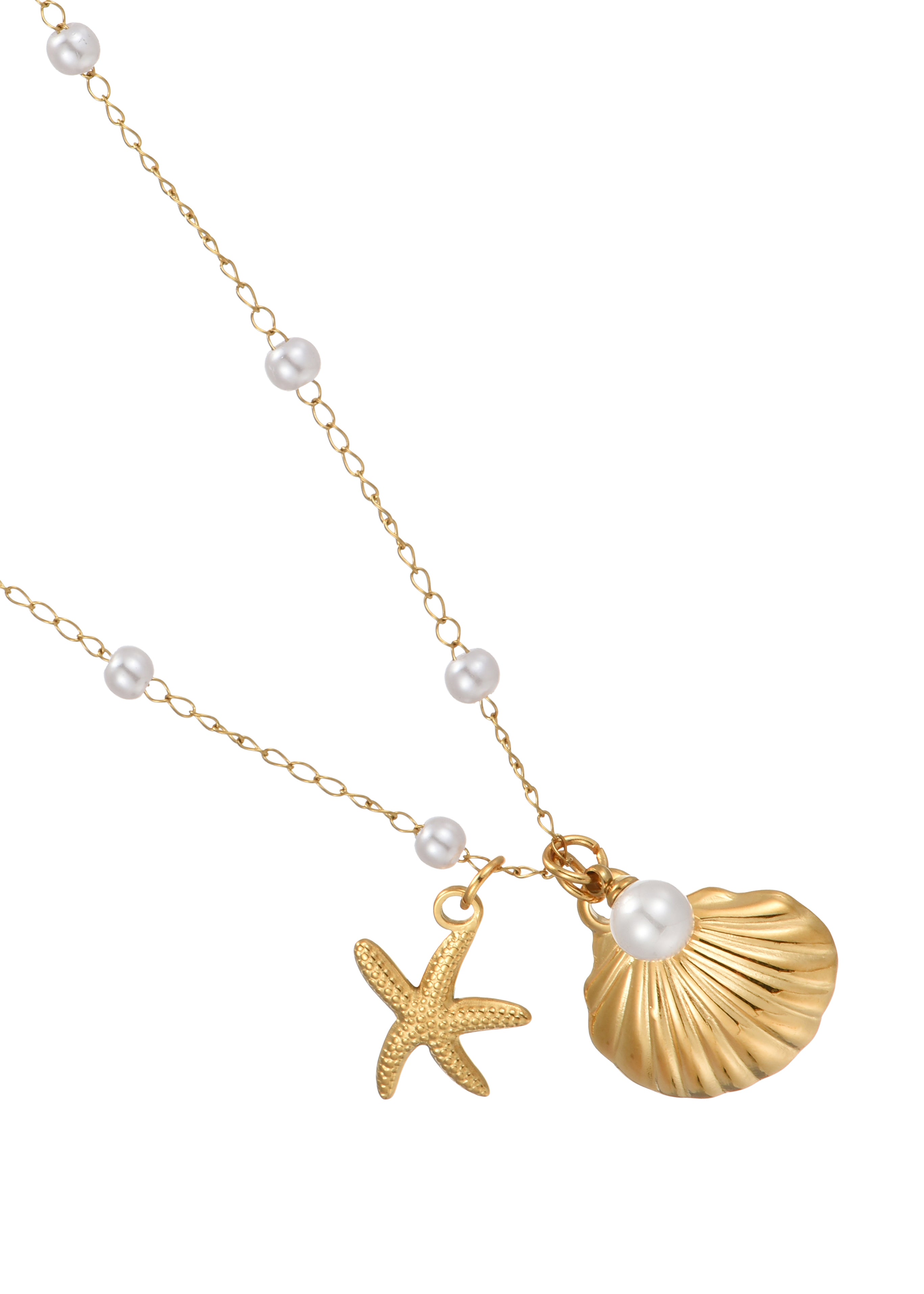 Sid Golden Seastar Shell Pearl Necklace