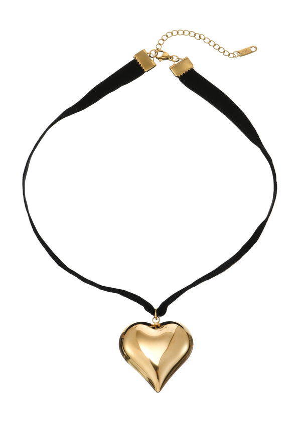 Chloe In Love Golden Velvet Choker Necklace