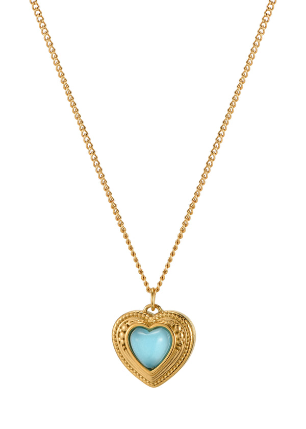 Augustus Blue Heart Golden Necklace