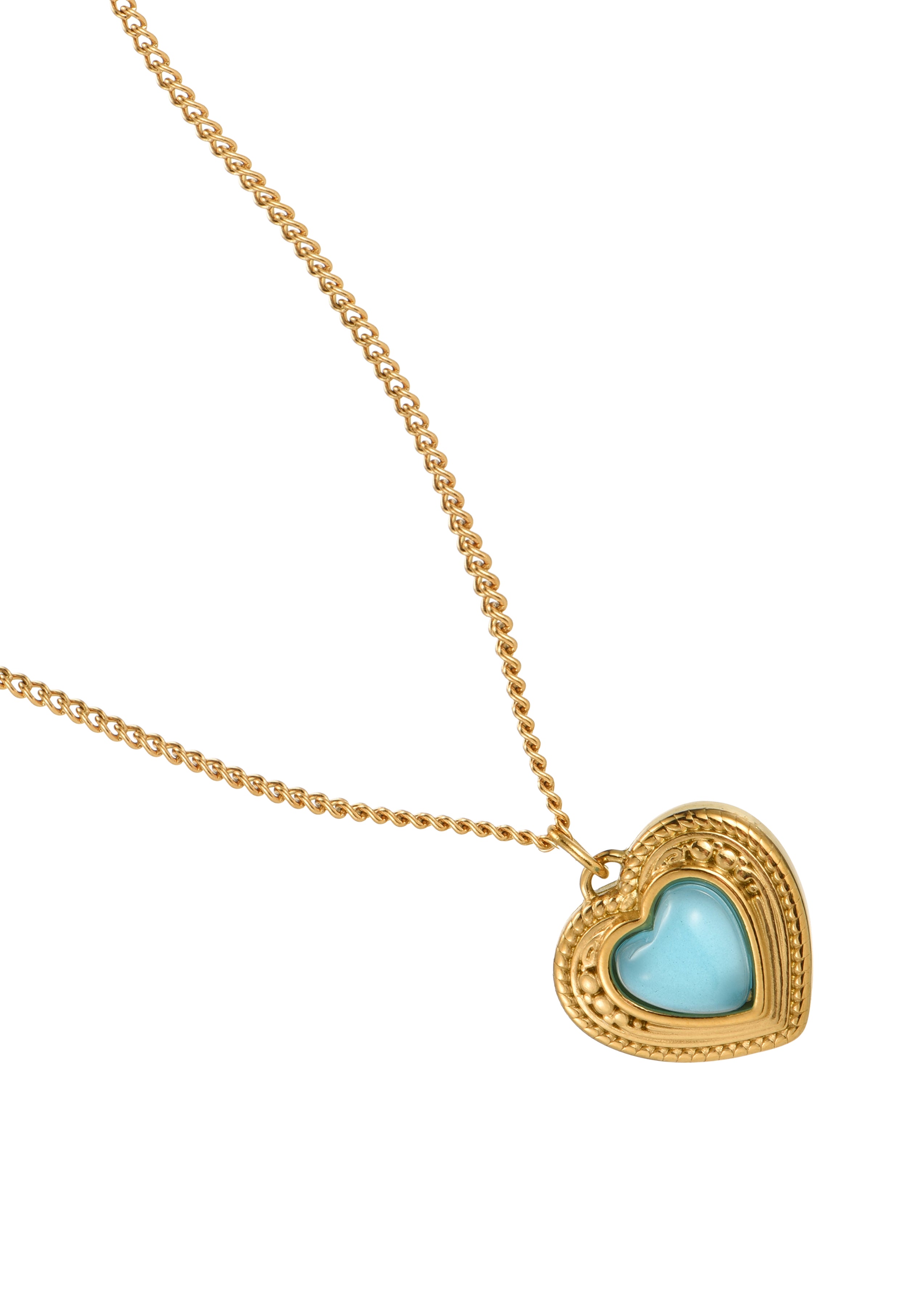 Augustus Blue Heart Golden Necklace