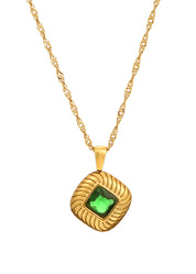 Gabrielle Green Carre Golden Necklace