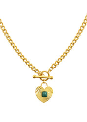 Gabrielle Green Stone Summer Love Golden Necklace