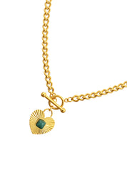 Gabrielle Green Stone Summer Love Golden Necklace