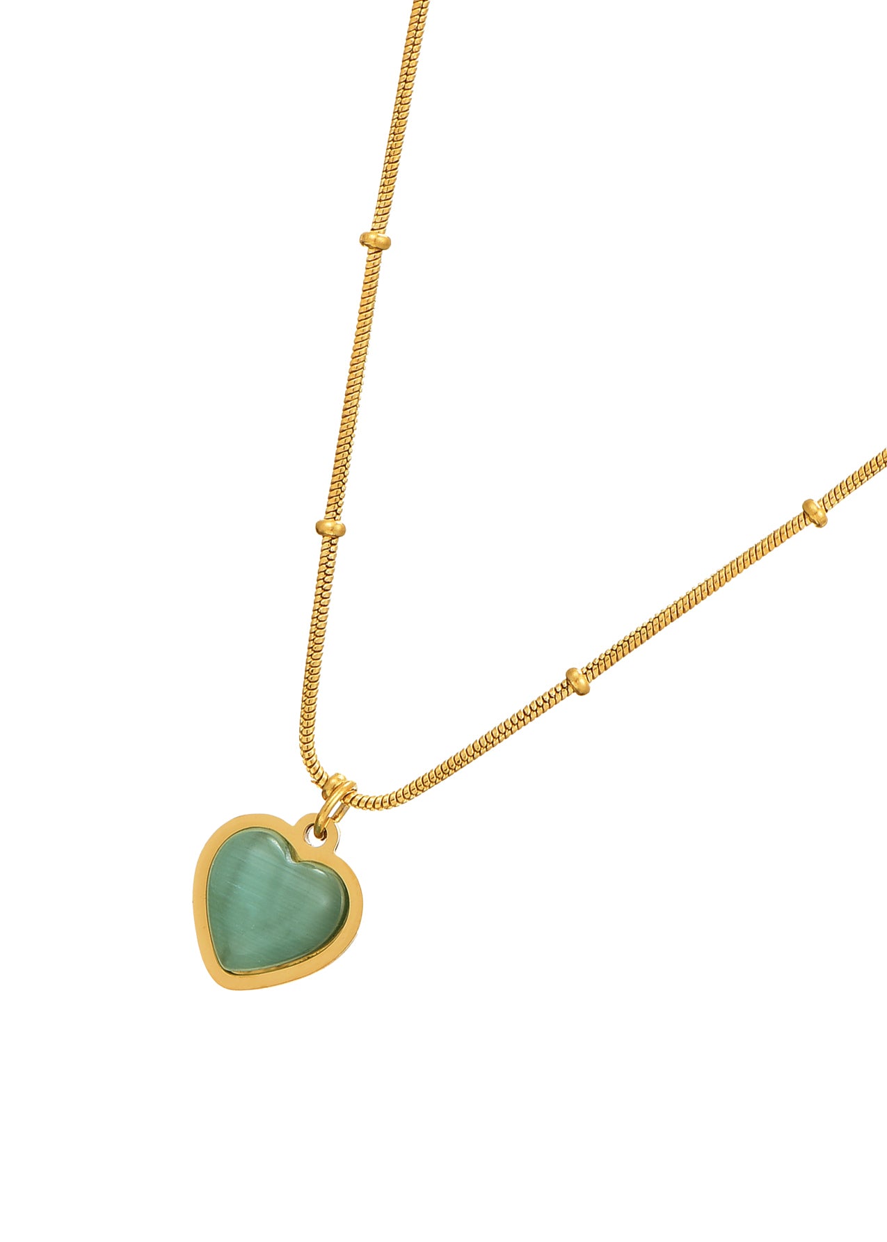 Emily Lam Ice Blue Heart Golden Necklace