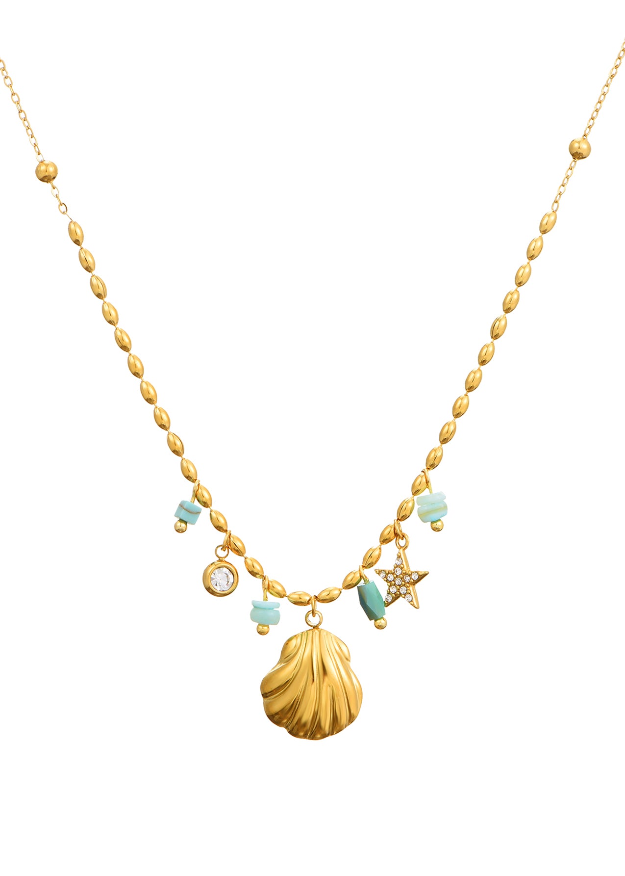 Sid Sea Shell Summer Blue Golden Necklace