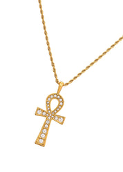 Glittering Ankh Golden Necklace