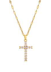 Grace Glittering Cross Golden Necklace