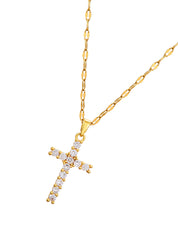 Grace Glittering Cross Golden Necklace