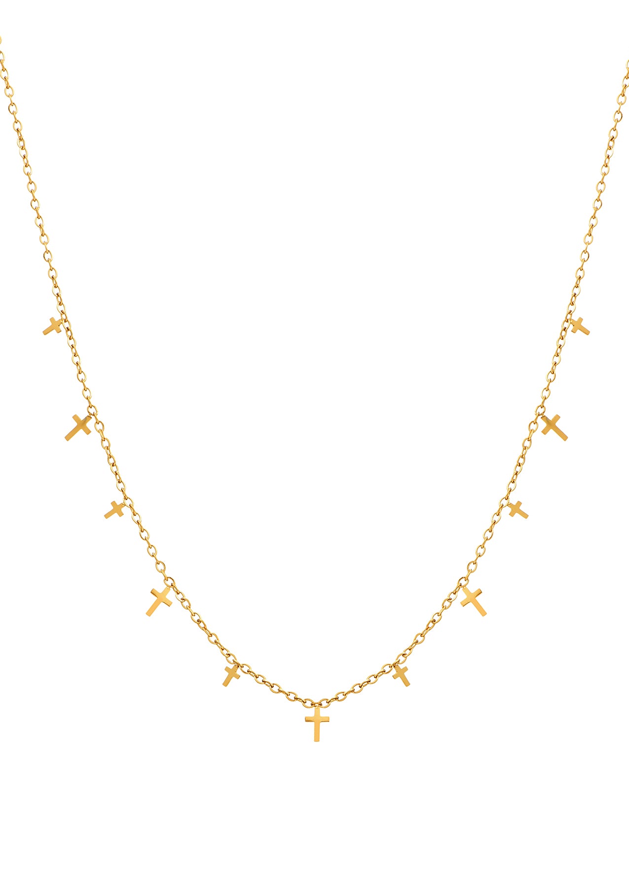 Mina Mini Cross Golden Chain Necklace