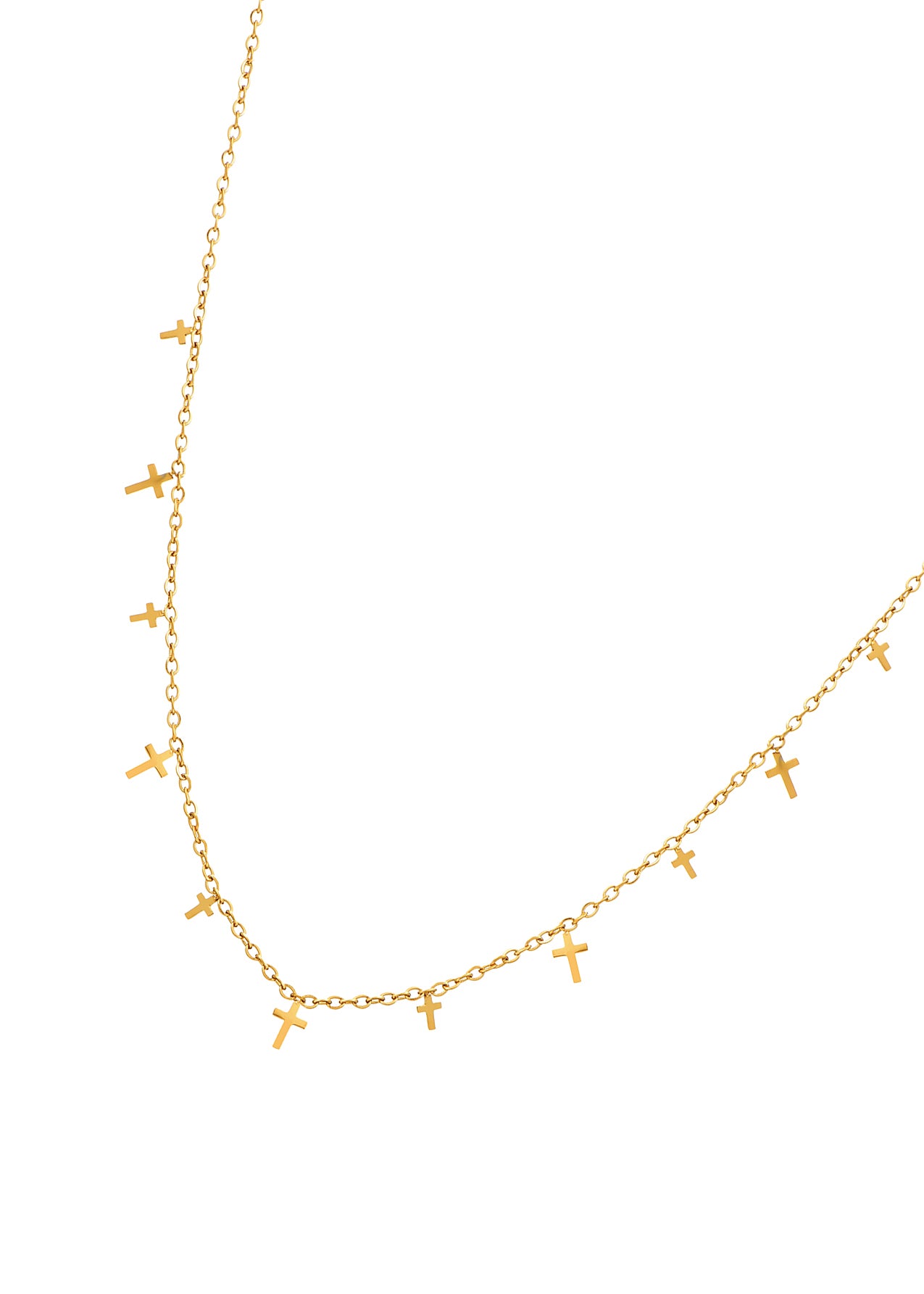 Mina Mini Cross Golden Chain Necklace