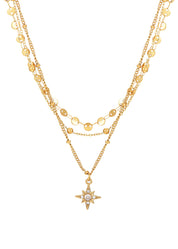 Star Trio-Layer Golden Chain Necklace